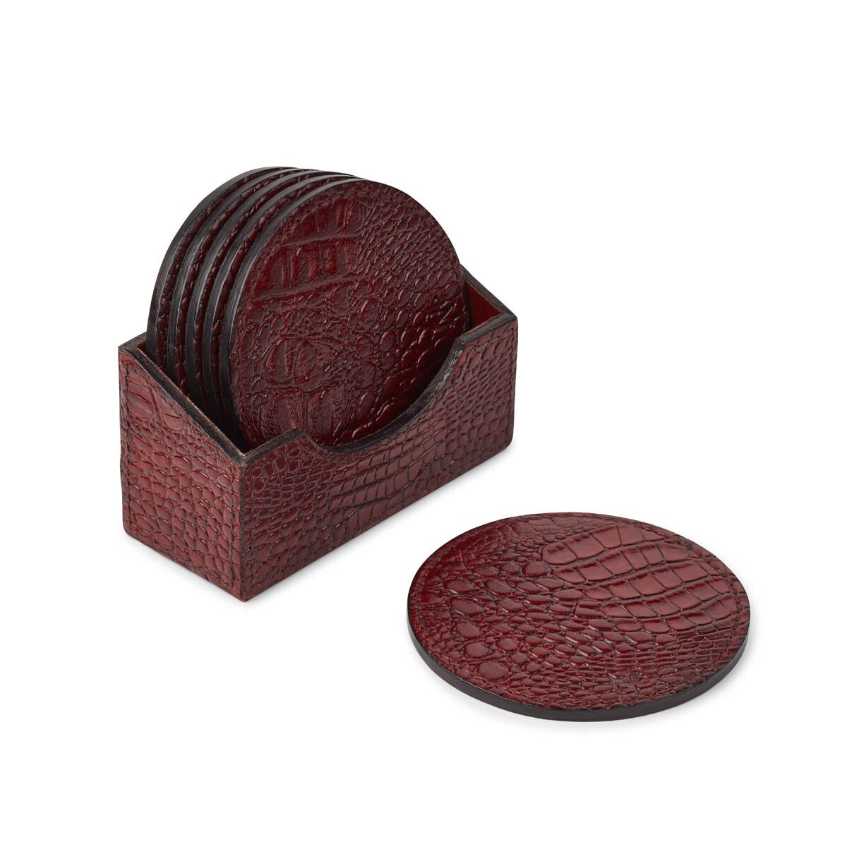 Round Croco Coaster | D4 in Red