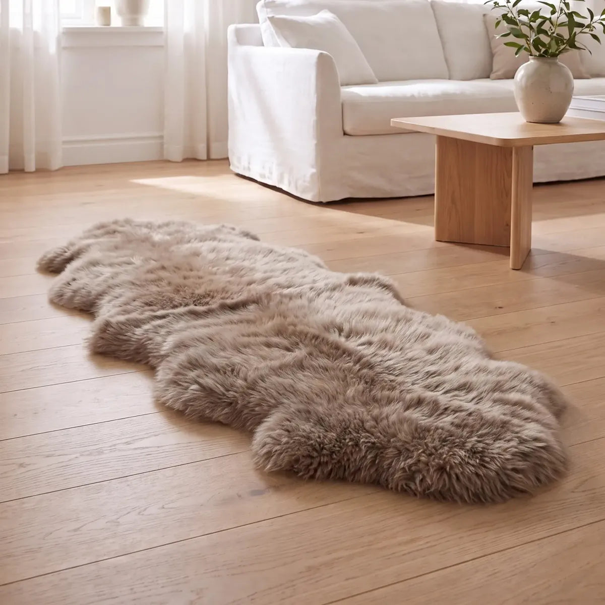 Merino Double Sheepskin | Long Wool | 67x24 in Taupe