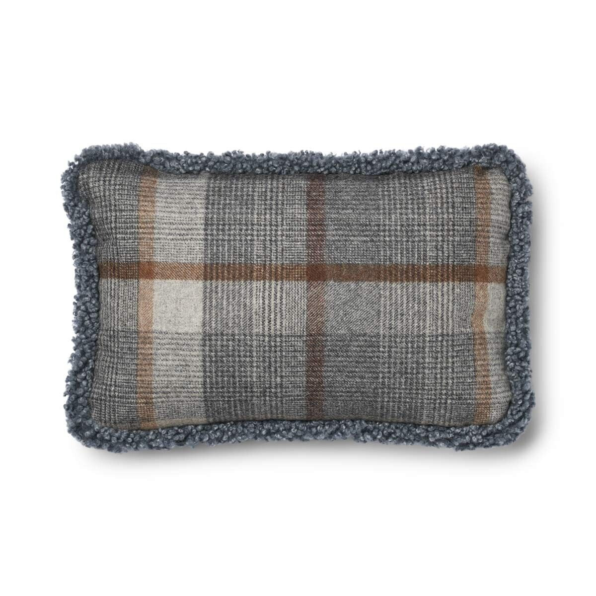 Wool Cushion | Doublesided | SW trim | 20x20 in | 13x20 in Glencheck-Grey/Light Grey