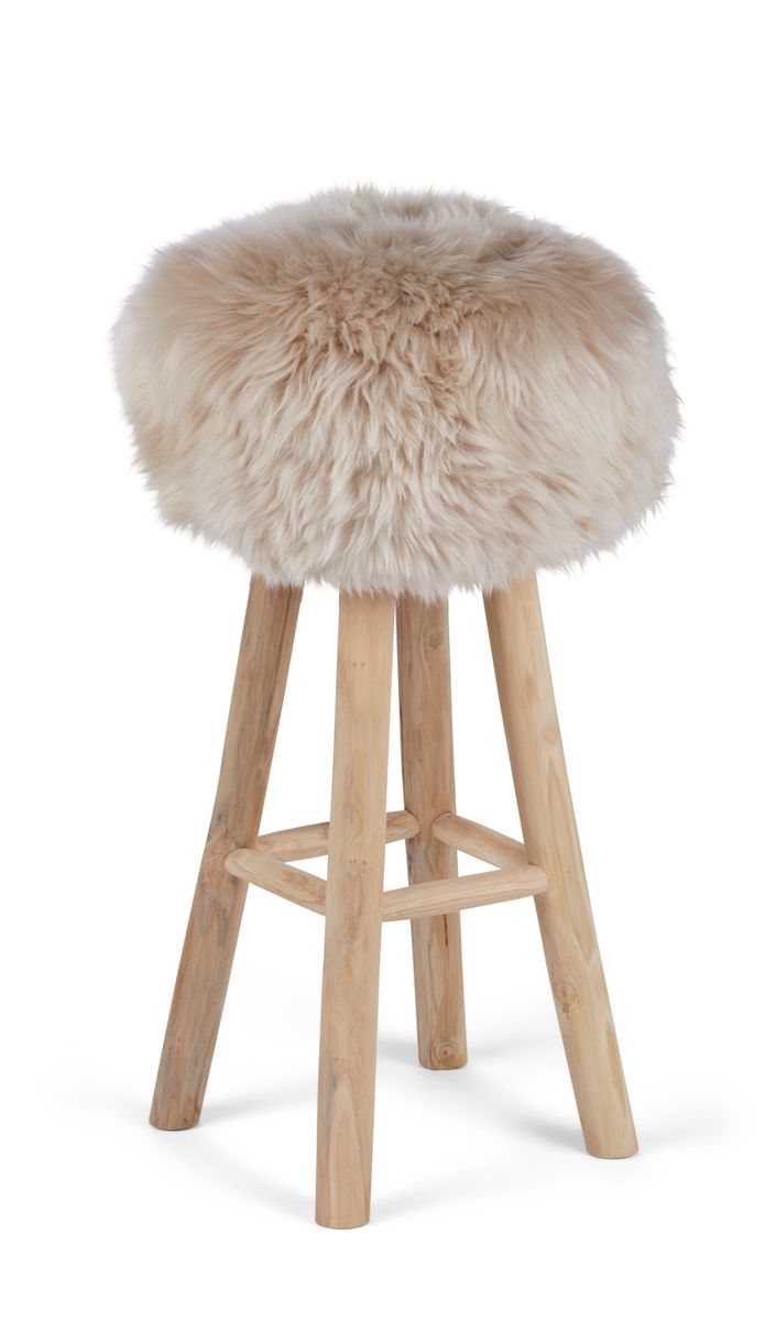 Long Wool Stool Cover Linen