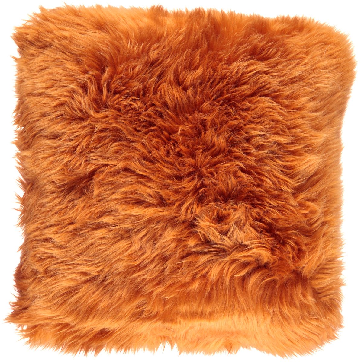 Long-Wool Sheepskin Cushion | 20x20 in Rust