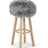 Theo Bar Stool + Cover | Oak Legs | New Zealand Sheepskin Light Grey