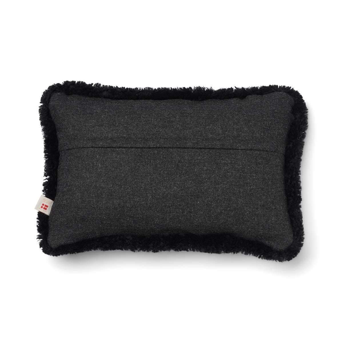 Short-Wool Sheepskin Cushion | SW trim | 20x20 in | 13x20 in Charcoal/Black
