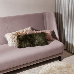 Long-Wool Sheepskin Cushion | 11x22 in Black