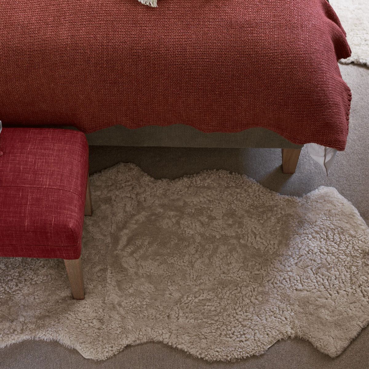  Double Sheepskin Rug | New Zealand | Short Wool curly Taupe