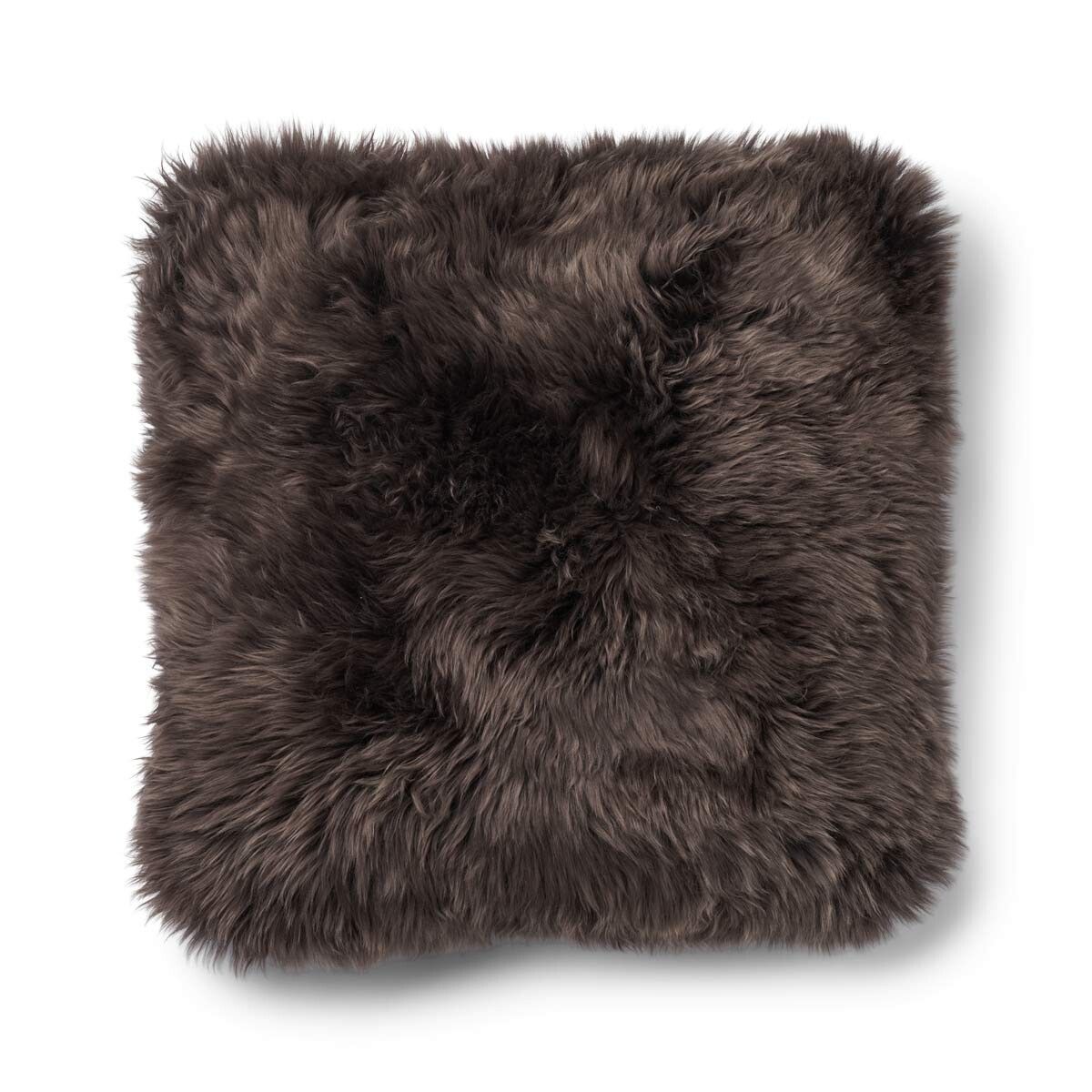 Long-Wool Sheepskin Cushion | 20x20 in Brown/Walnut