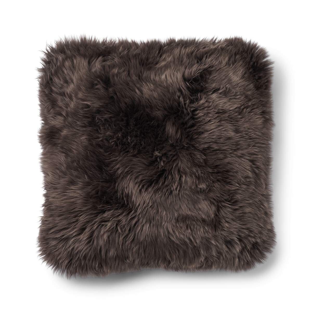 Long-Wool Sheepskin Cushion | 52x52 cm Brown/Walnut