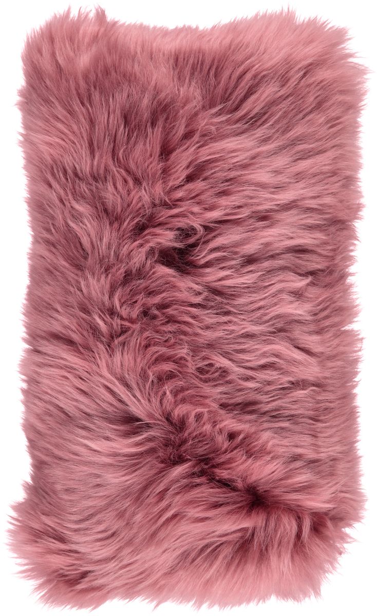 Long-Wool Sheepskin Cushion | 11x22 in Old Rose