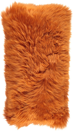 Long-Wool Sheepskin Cushion | 11x22 in Rust