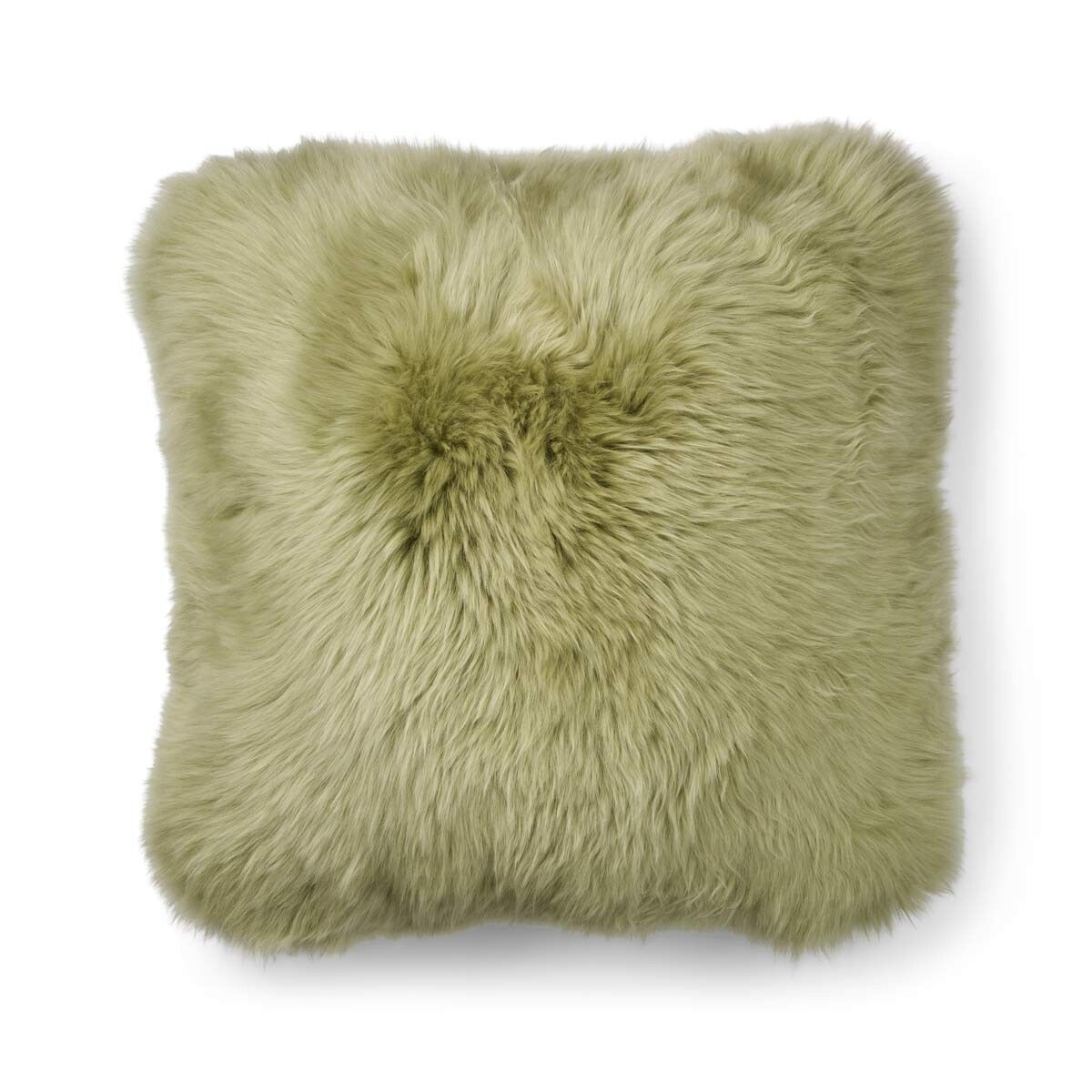 Long-Wool Sheepskin Doublesided Cushion Sage Green