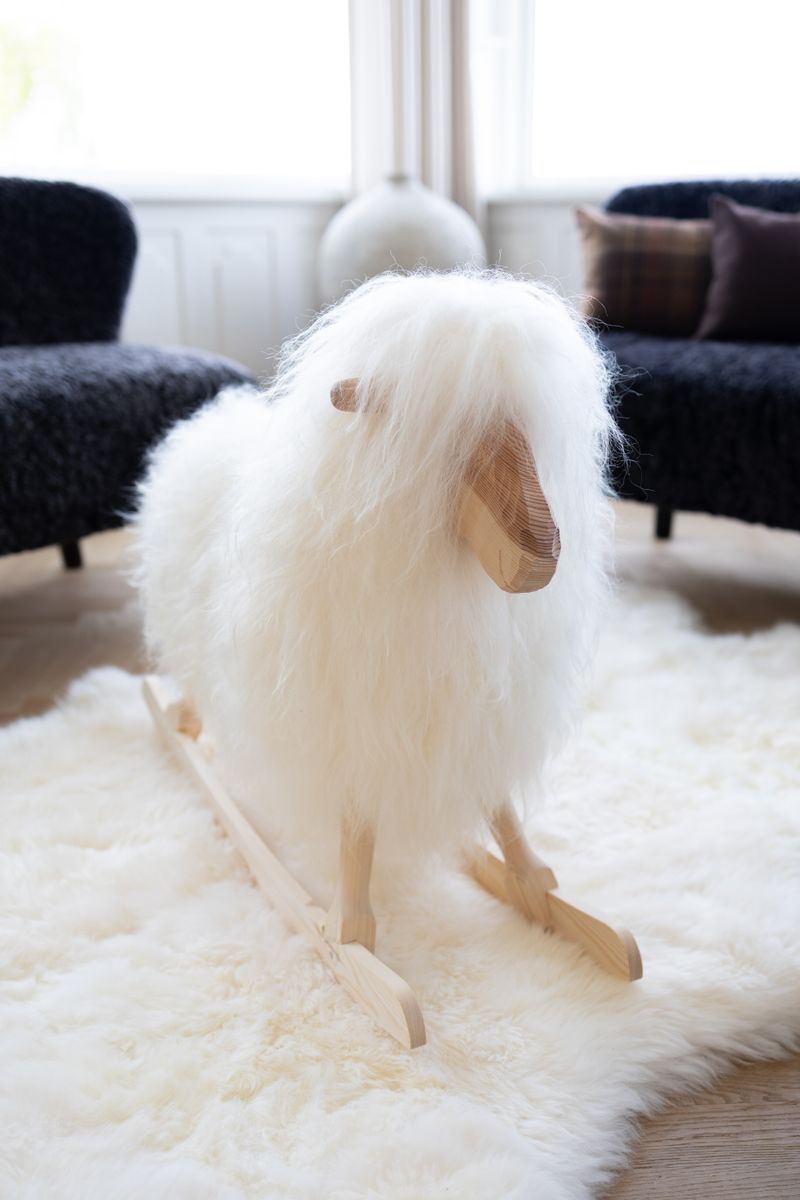 Rocking Sheep | Long Wool | 33x10x24 in | Large Off White