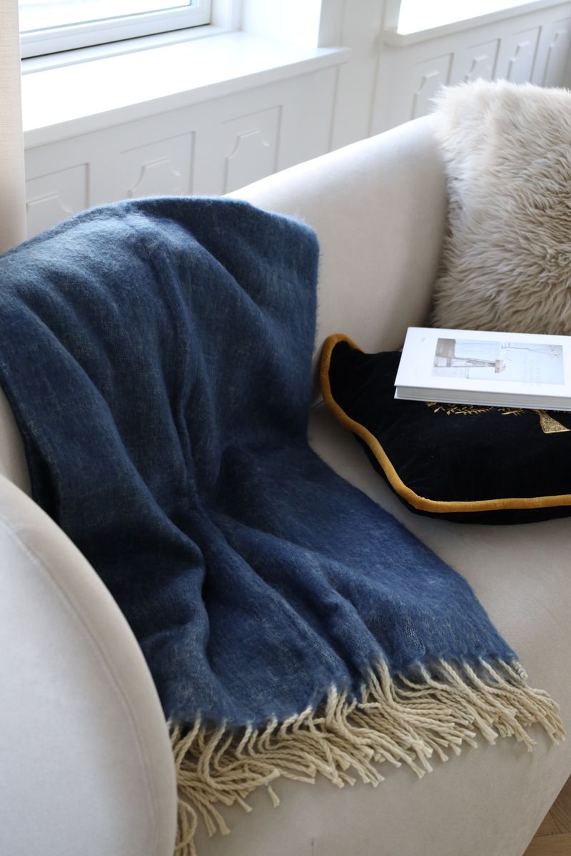 Throw of Mohair Double Face | 51x67 in Blue Grey