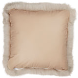 Long-Wool Sheepskin Cushion | LW | Leather backing Linen