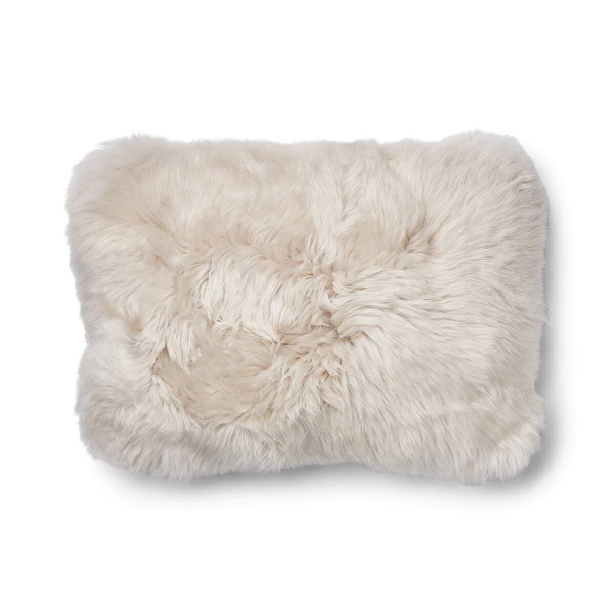 Long-Wool Sheepskin Cushion | 20x20 in | 13x20 in Beige/Linen