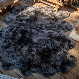 New Zealand Sheepskin | Long Wool | Rug 71x84 in Black