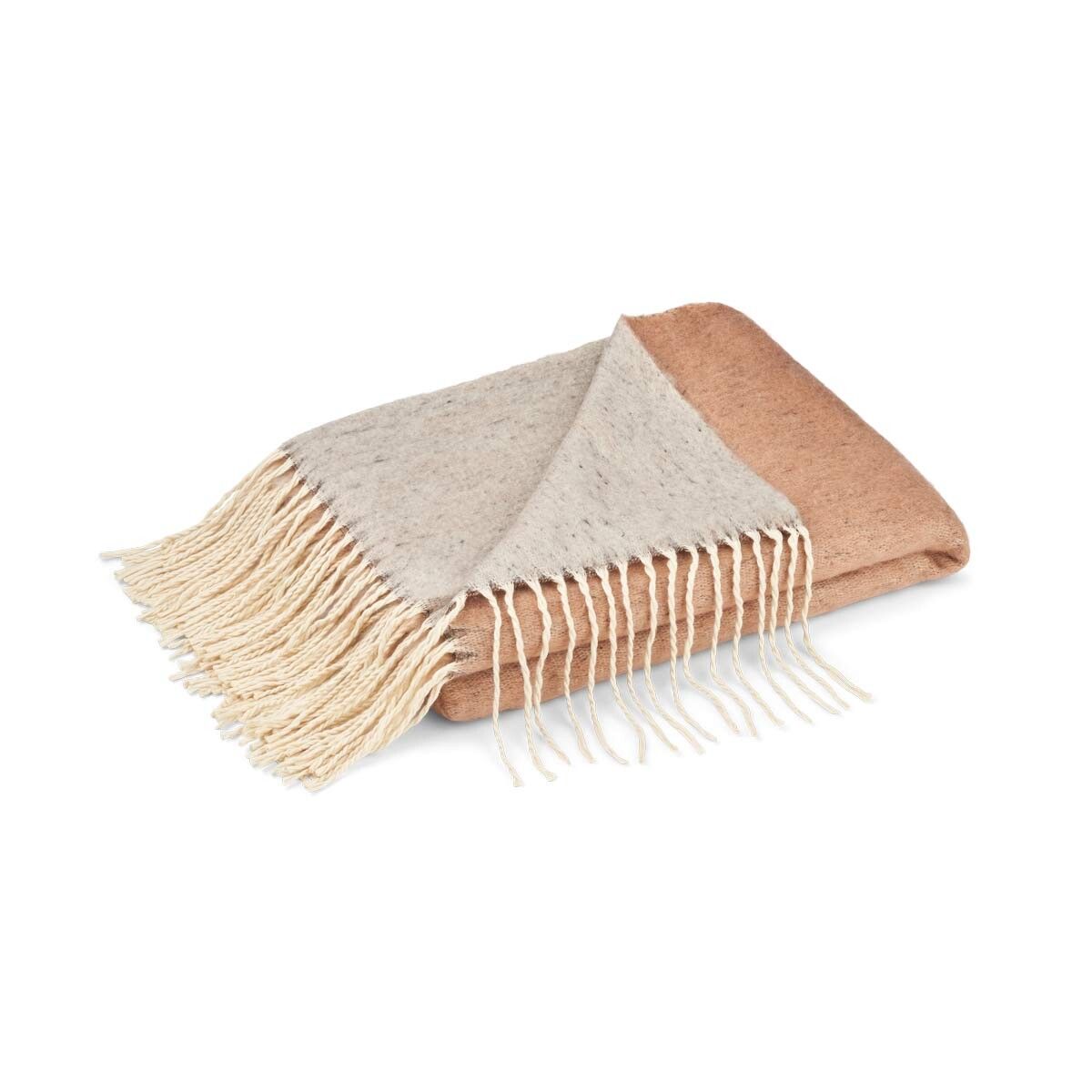 Throw of Mohair Double Face | 51x67 in Rust/Grey