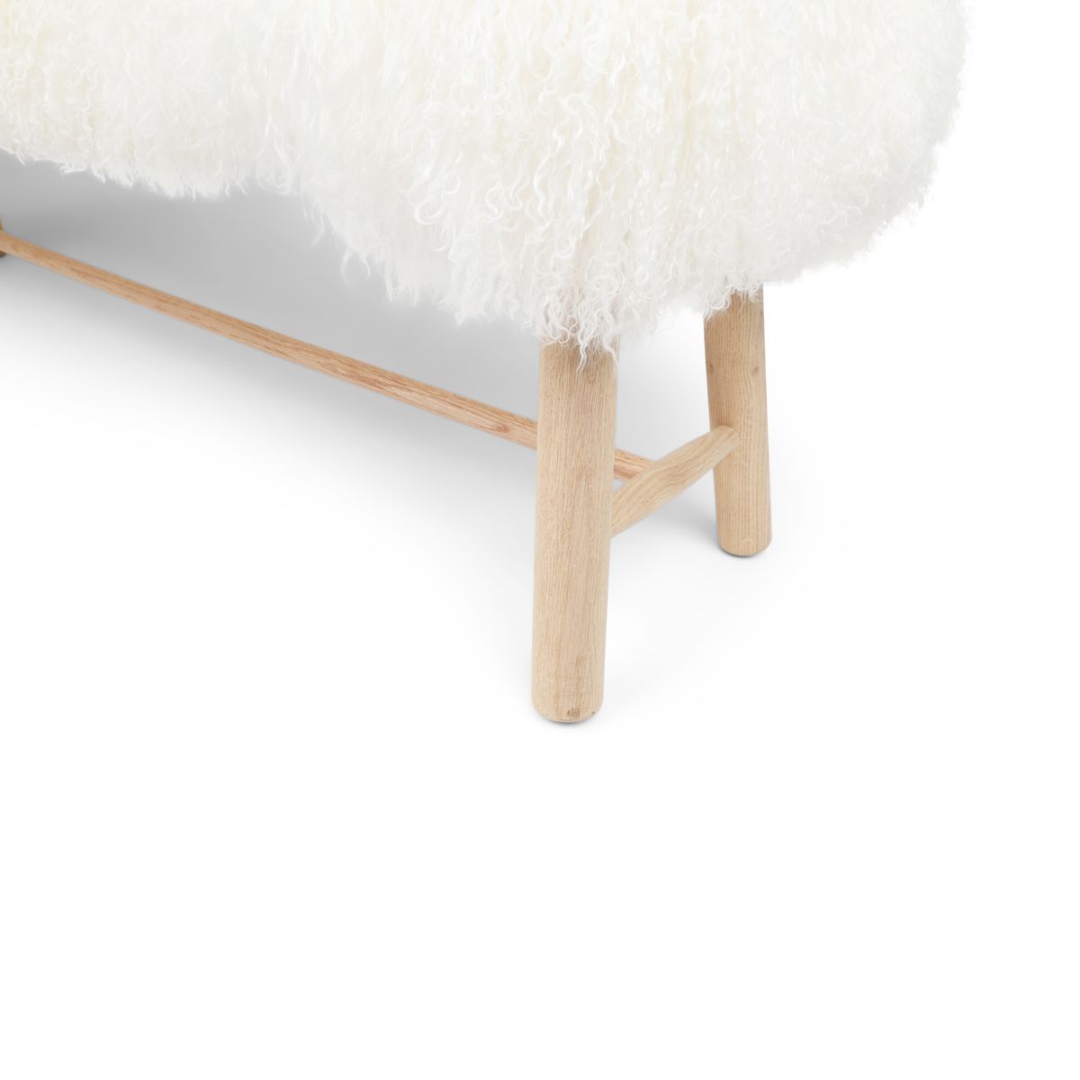 Bench with Tibetan Sheepskin | Oak Legs Ivory