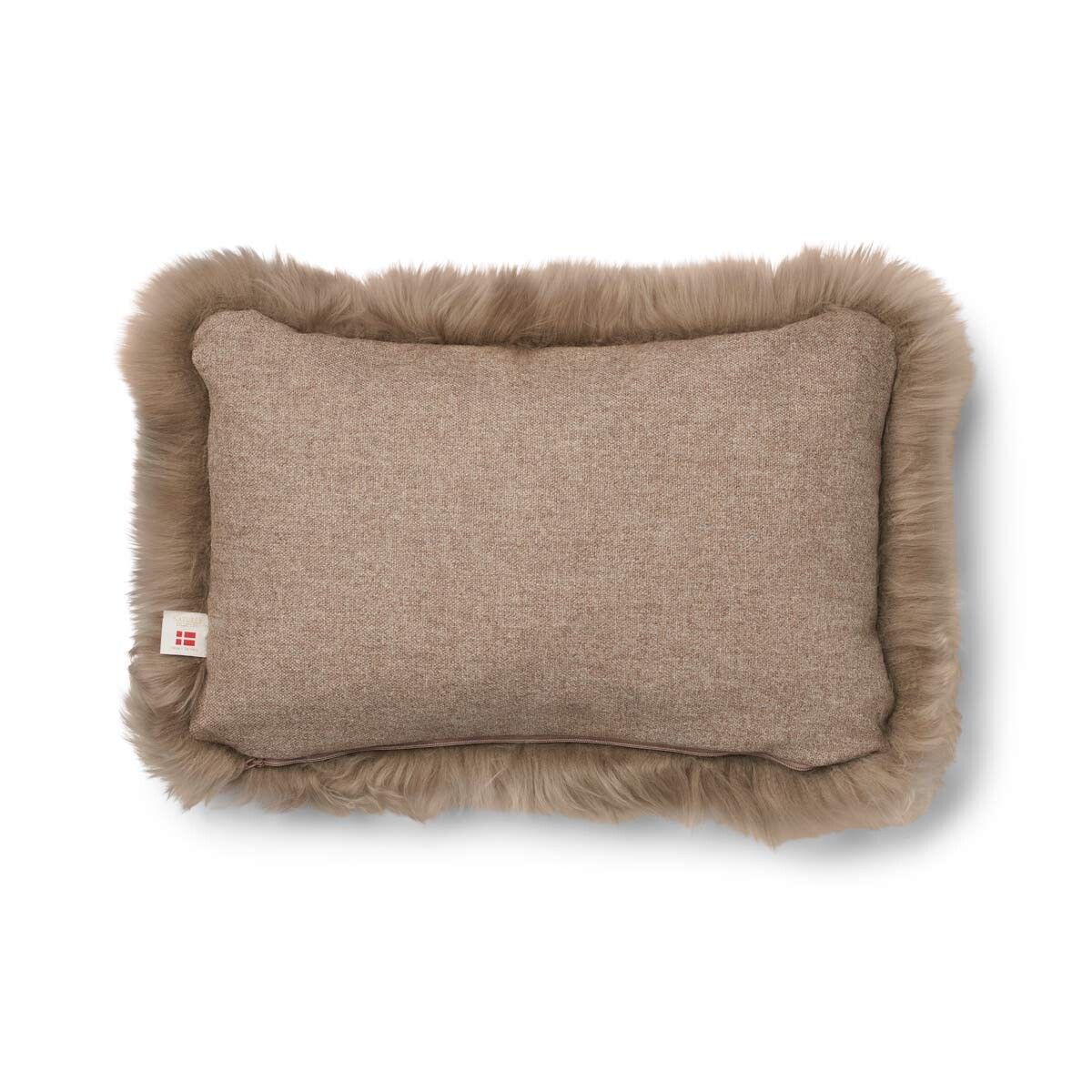Long-Wool Sheepskin Cushion | 20x20 in | 13x20 in Beige/Taupe