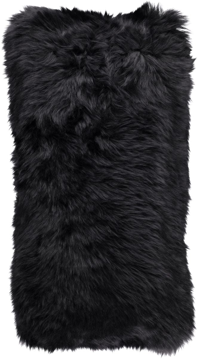 Long-Wool Sheepskin Cushion | 11x22 in Black
