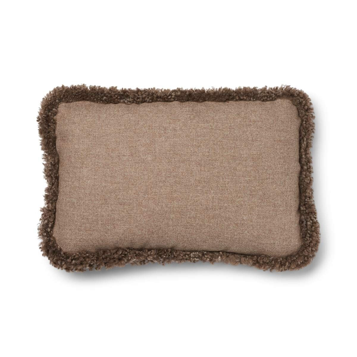 Short-Wool Sheepskin Cushion | SW trim | 20x20 in | 13x20 in Beige/Taupe