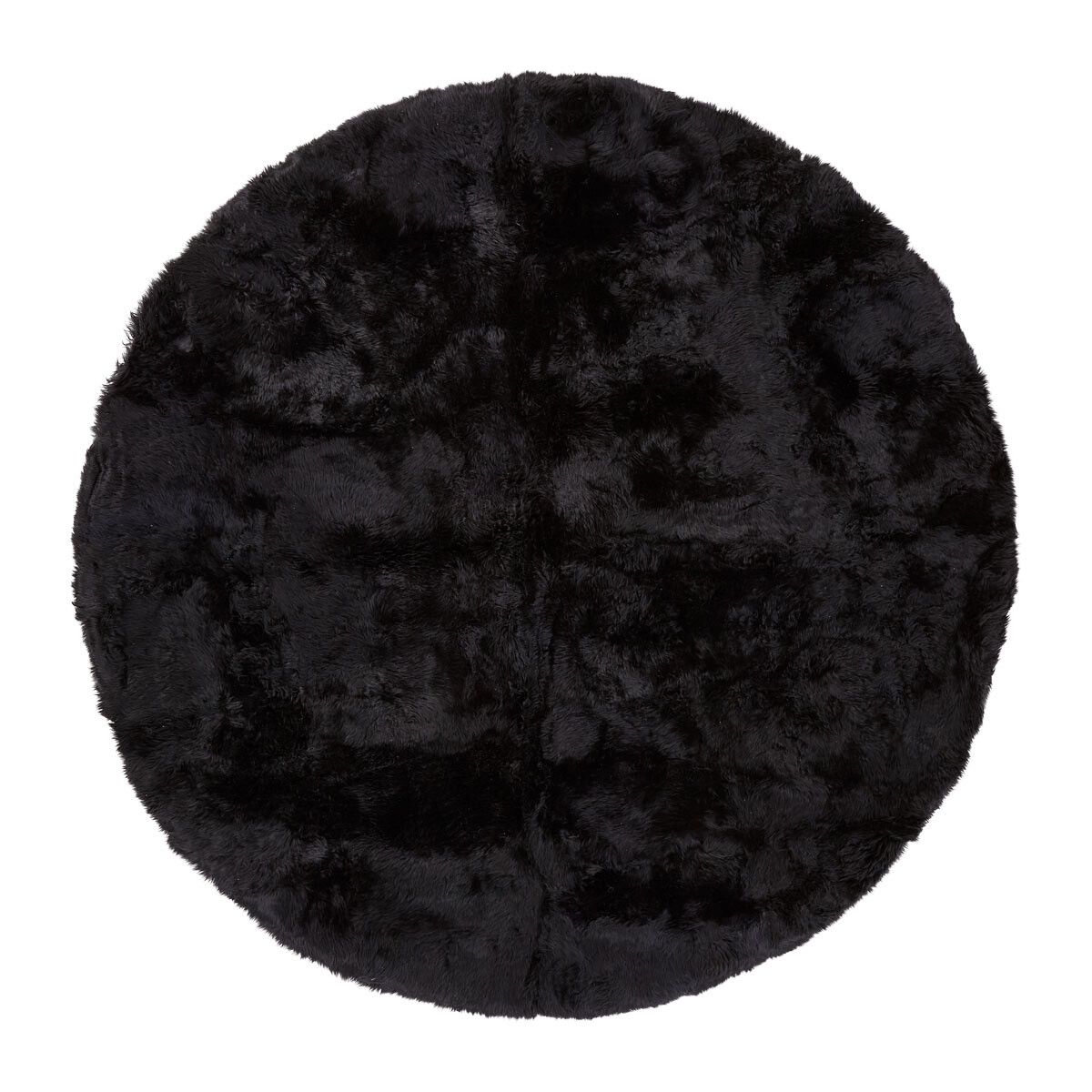 Long Wool Sheepskin Design Rug | D55 in Black