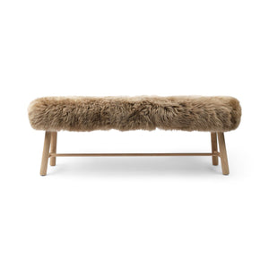 Bench with New Zealand Long Wool Sheepskin | Oak Legs