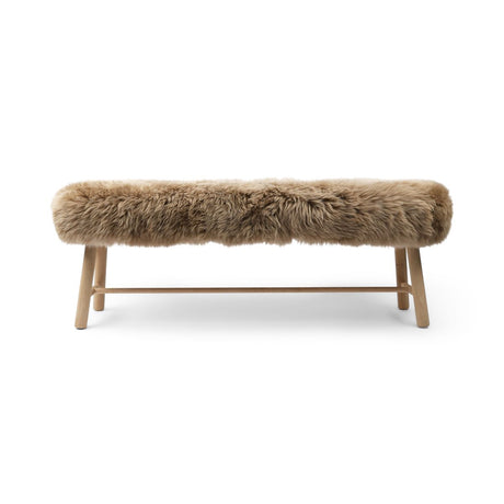 Bench with New Zealand Long Wool Sheepskin | Oak Legs