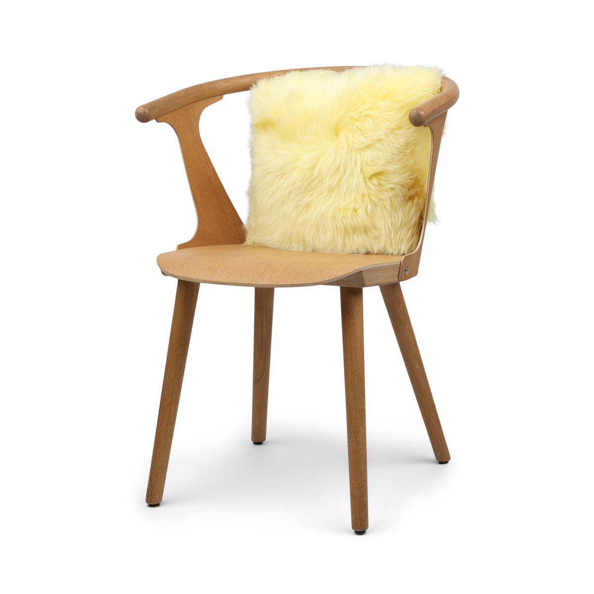 Long-Wool Sheepskin Cushion | 14x14 in Lemon