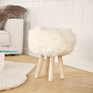 Long Wool Stool Cover Black
