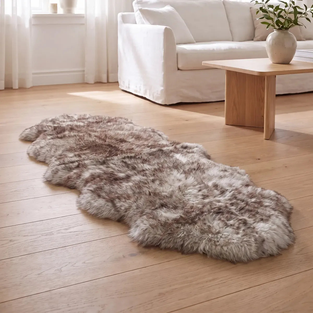 Merino Double Sheepskin | Long Wool | 67x24 in Wolf Tip