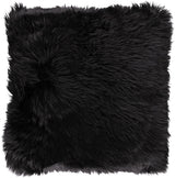 Long-Wool Sheepskin Cushion | Doublesided | New Zealand | 45x45 cm Black