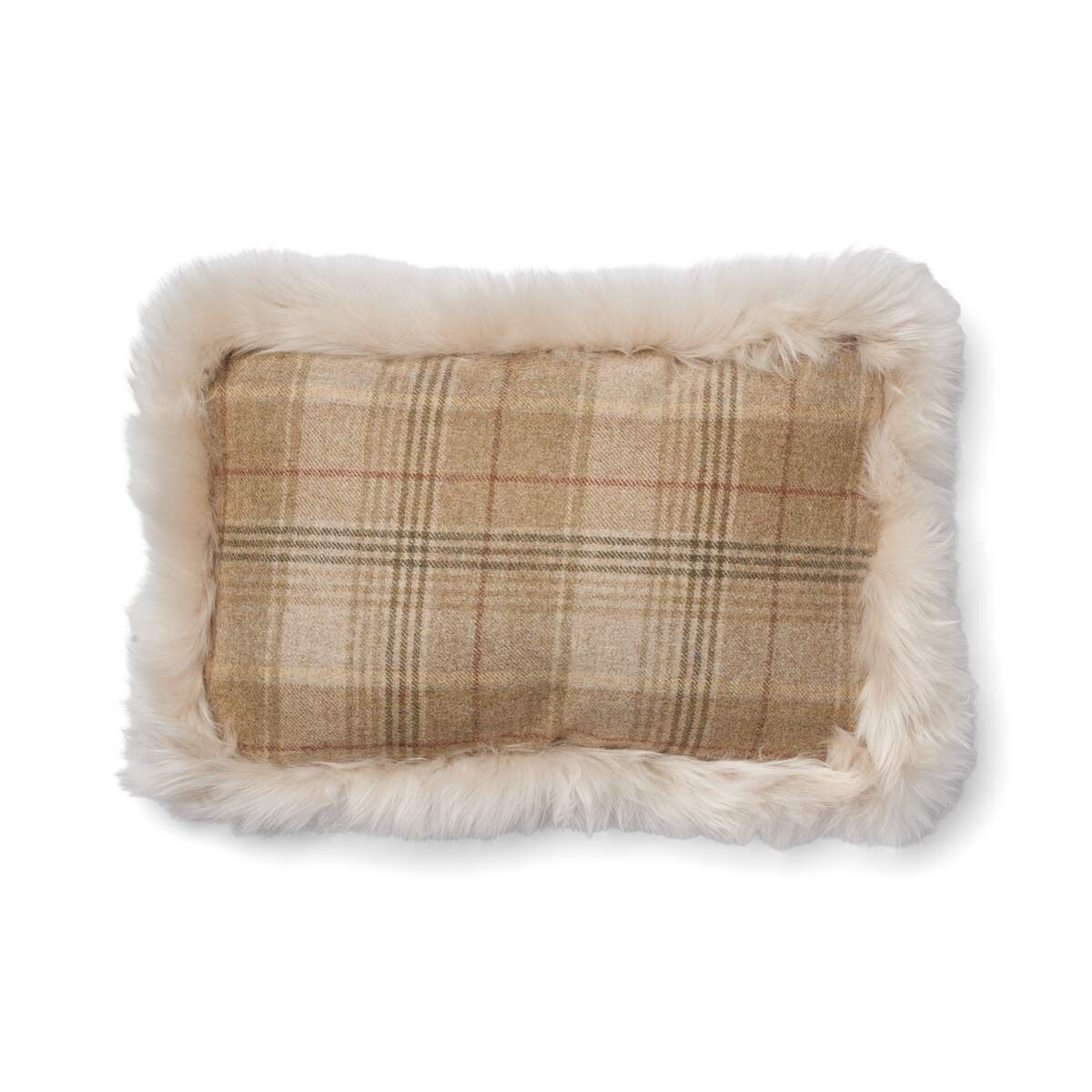 Wool Cushion Rectangular | Doublesided | LW trim | 13x20 in Sand-Beige/Linen