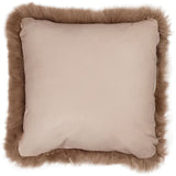 Long-Wool Sheepskin Cushion | LW | Leather backing Taupe