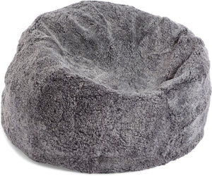 Round Sheepskin Bean Bag | Short Wool | Medium | Large Light Grey