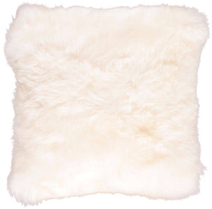 Long-Wool Sheepskin Cushion | 20x20 in Ivory
