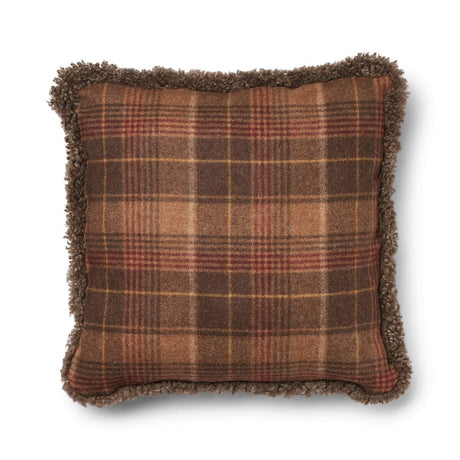 Wool Cushion | Doublesided | SW trim | 52x52 cm Cocoa-Dark Brown/Taupe