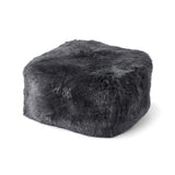 Long Wool Sheepskin Pouf Steel