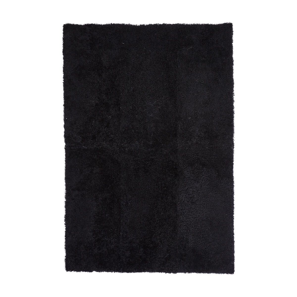 Sample Short Wool Sheepskin Design Rug 32x42 cm Black