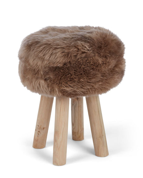 Long Wool Stool Cover Taupe