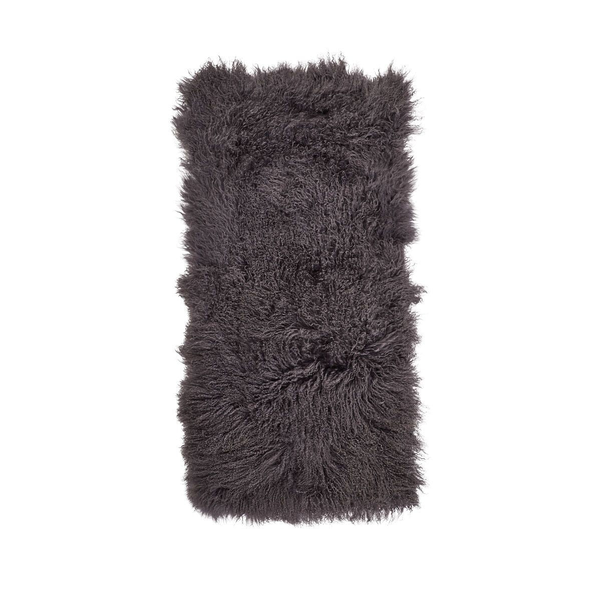 Plaid of Curly Sheepskin | 24x47 in Steel