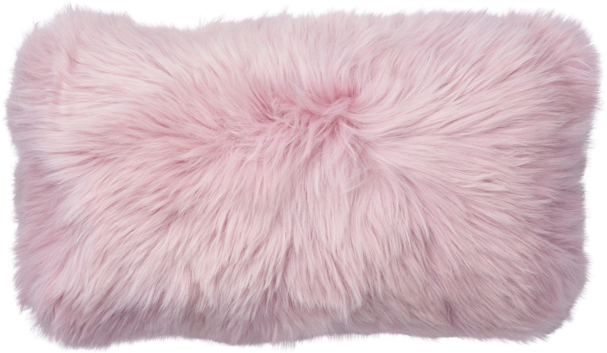 Long-Wool Sheepskin Cushion | Doublesided | New Zealand | 10x20 in Coral Silver Pink