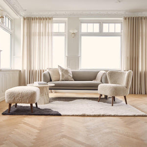 Short Wool Curly Sheepskin River Design Rug Anthracite/Cappuccino/Pearl