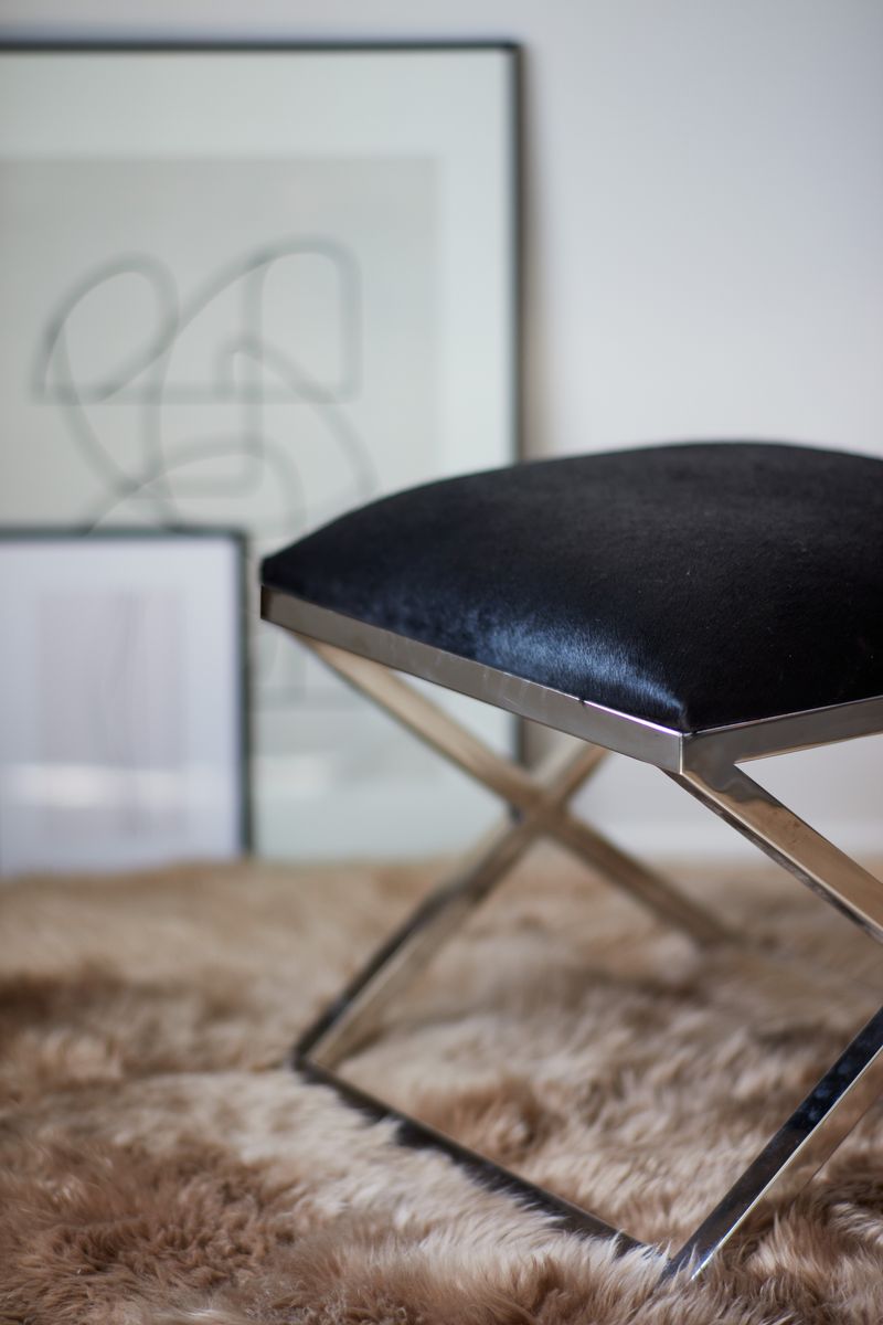 Stool Of Cow Hide | 18x18x18 in Solid Black