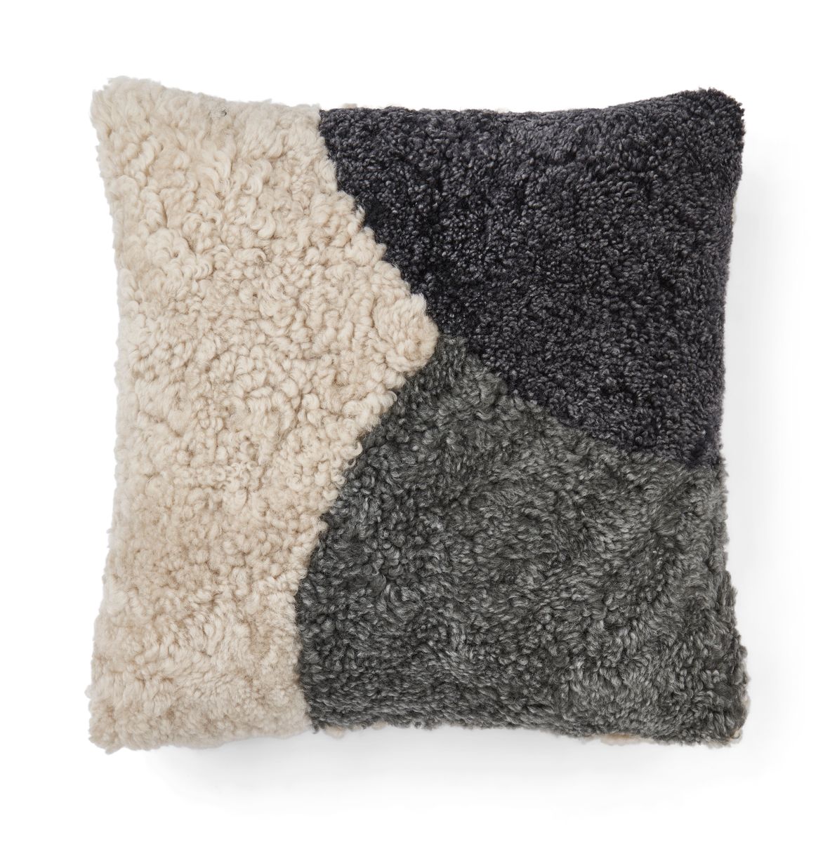 Short-Wool Sheepskin Cushion | Doublesided | 46x46 cm Anthracite/Pearl/Graphite