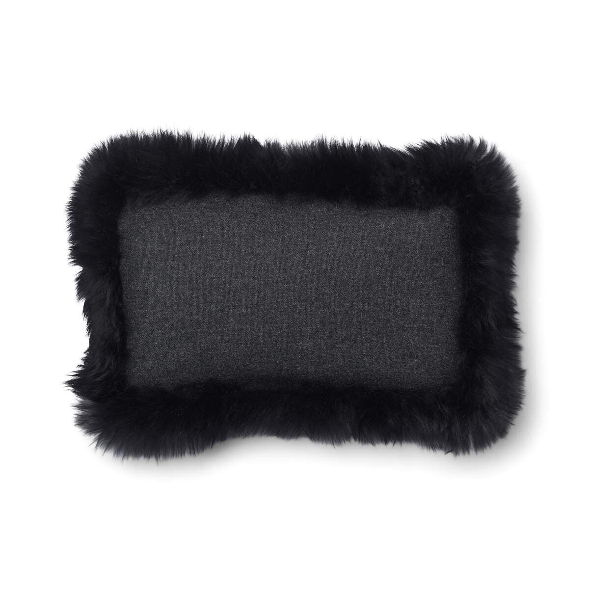 Wool Cushion | LW trim  | 34x52 cm Charcoal/Black