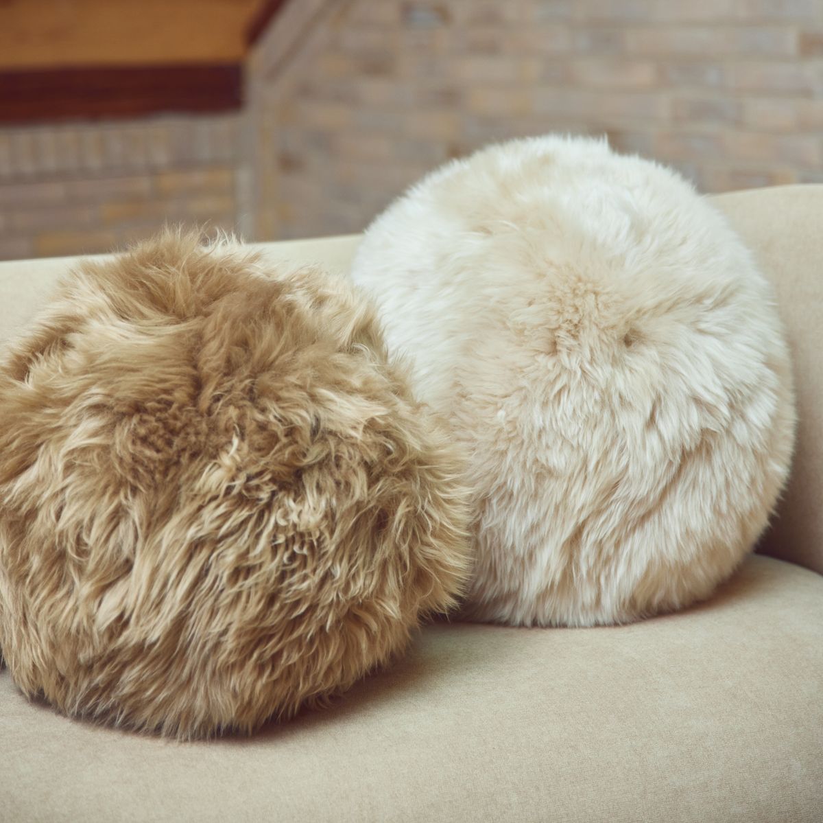 Angelite Cushion | D10 in | D12 in | D14 in | Long Wool Black