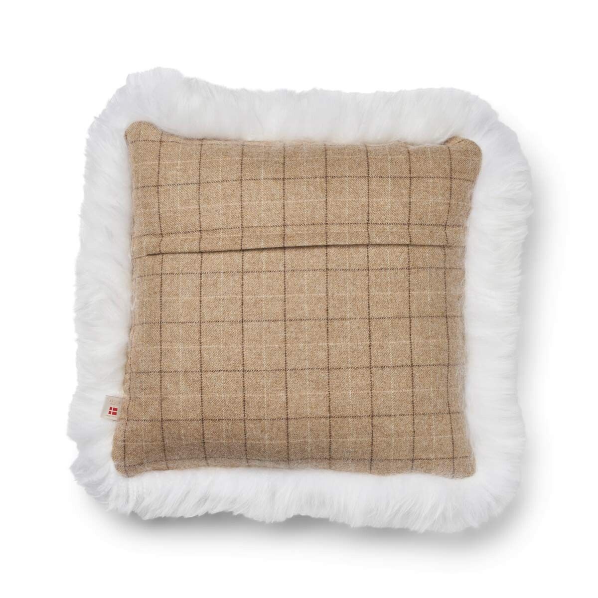 Wool Cushion | Doublesided | LW trim | 20x20 in Oatmeal-Beige/Ivory
