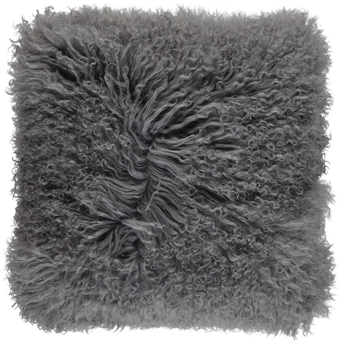 Curly Sheepskin Cushion | Doublesided | 22x22 in | 16x16 in Steel