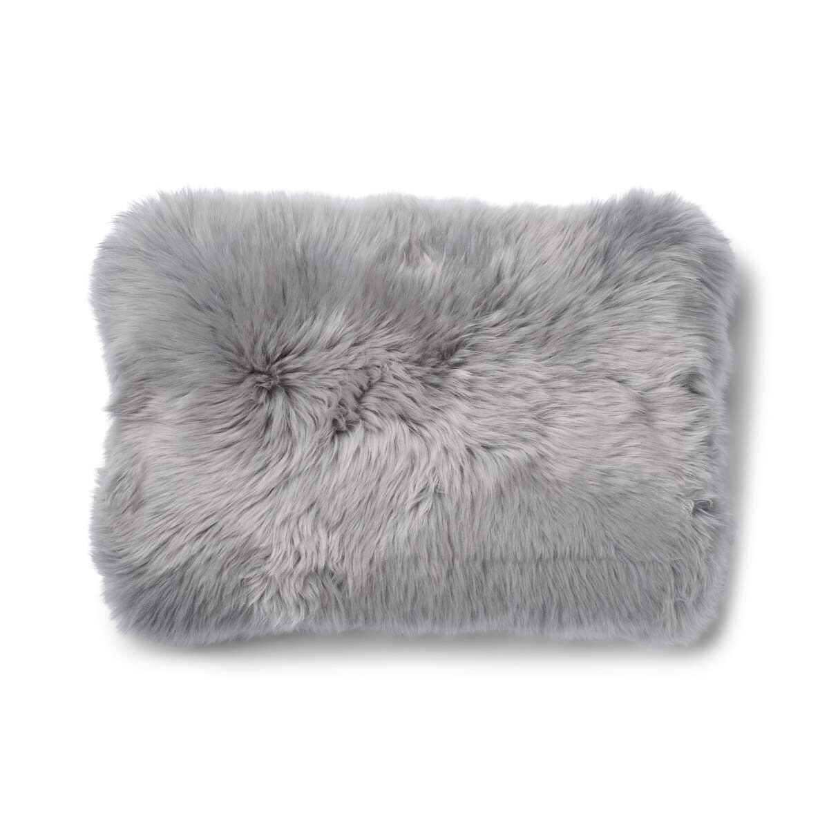 Long-Wool Sheepskin Cushion | 34x52 cm Stone/Light Grey