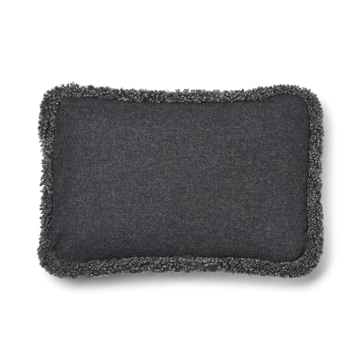 Short-Wool Sheepskin Cushion | SW trim | 20x20 in | 13x20 in Rock/Graphite